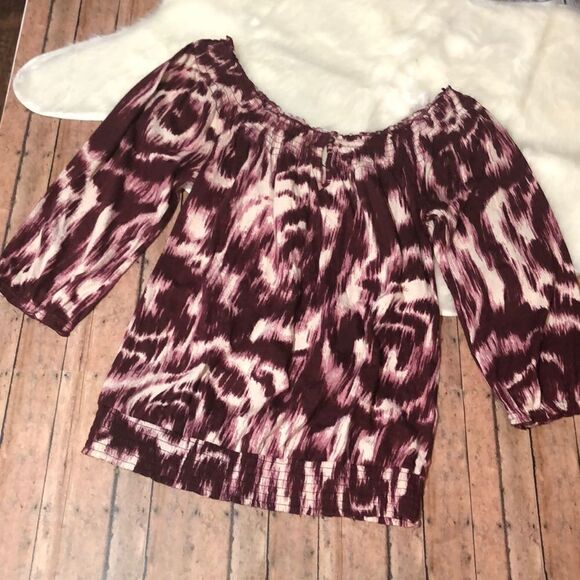 Lucky Brand Off Shoulder TieDye Blouse - Picture 1 of 6